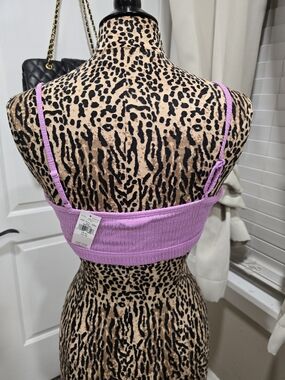 aerie Lavender Ribbed Bralette with Adjustable Straps